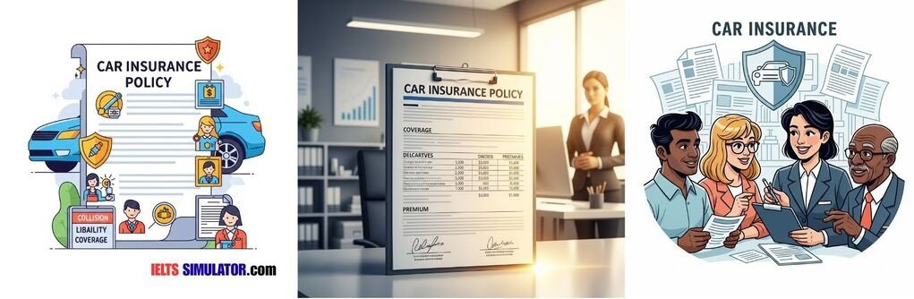 IELTS SIMULATOR ONLINE ACADEMIC IELTS LISTENING- CAR INSURANCE S38AT1 FREE COMPUTER DELIVERED ONLINE